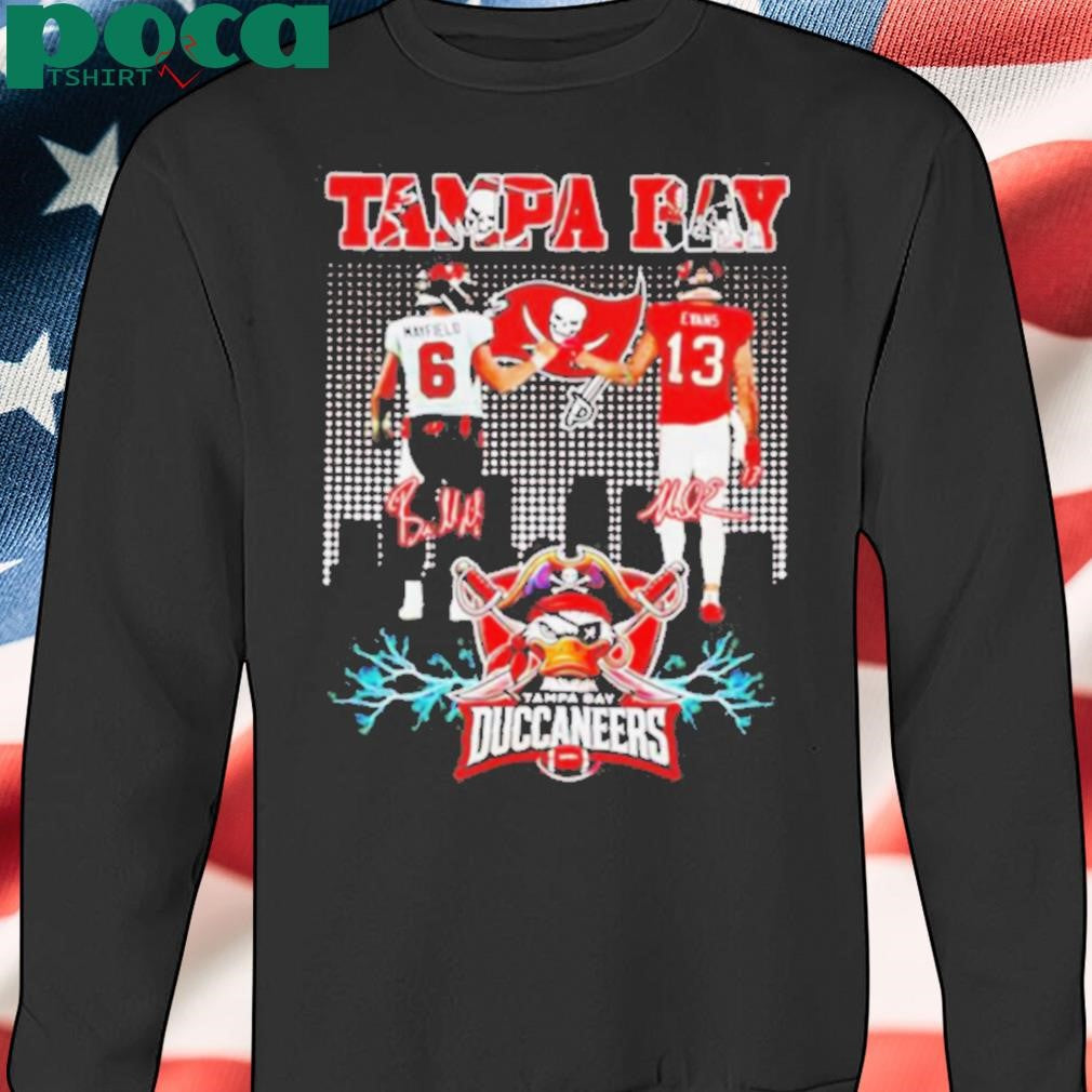 Mayfield and Evans city skyline Tampa Bay Buccaneers signatures shirt