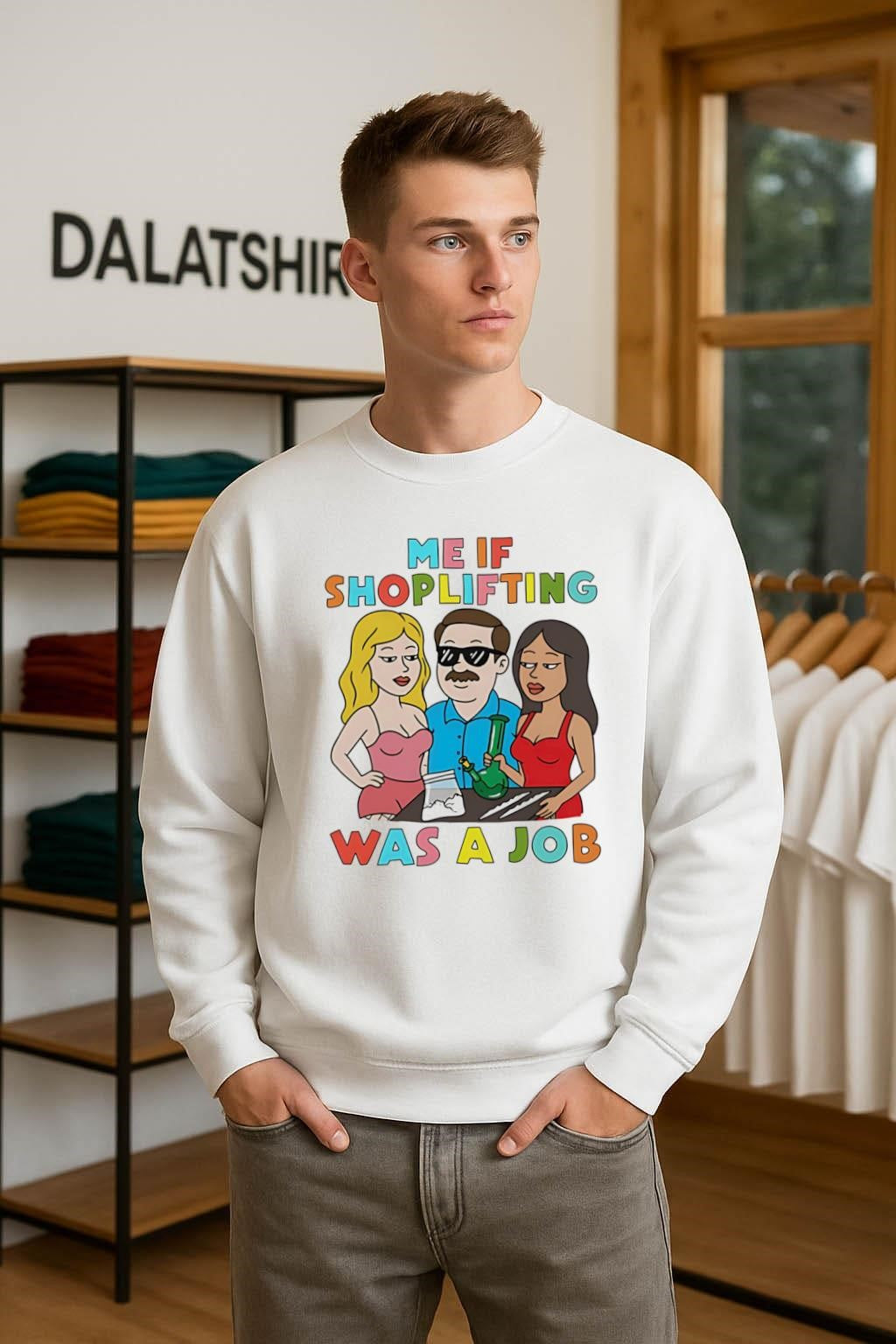 Me If Shoplifting Was A Job Man Sunglasses Bong Cocaine shirt