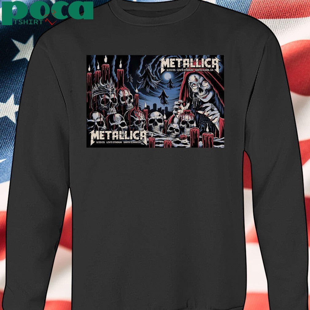 Metallica M72 Santa Clara Full Show Combined Poster At Levi’s Stadium In California US On June 20 And June 22 2025 Potter T-Shirt