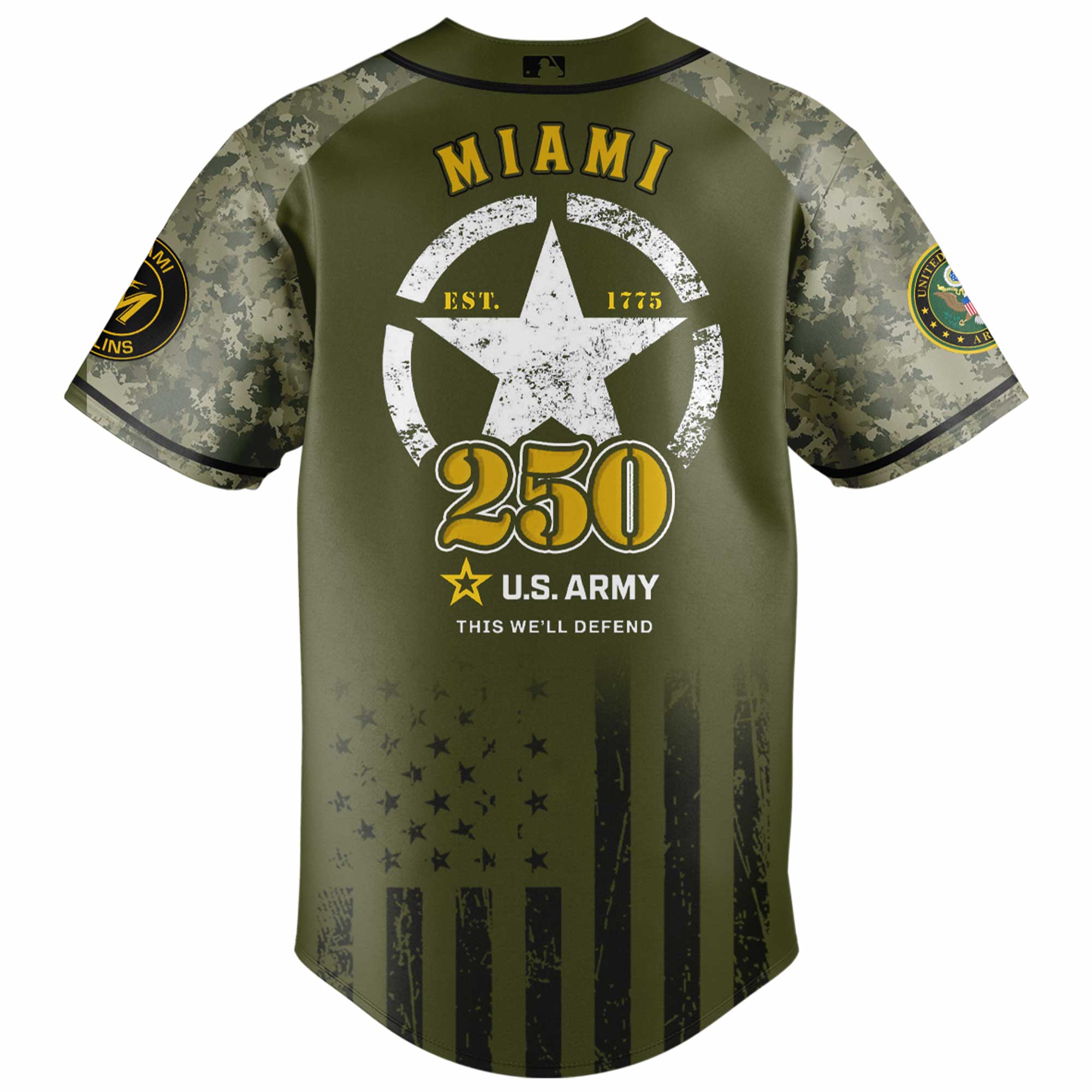 Miami Marlins MLB 250th anniversary US Army Jersey