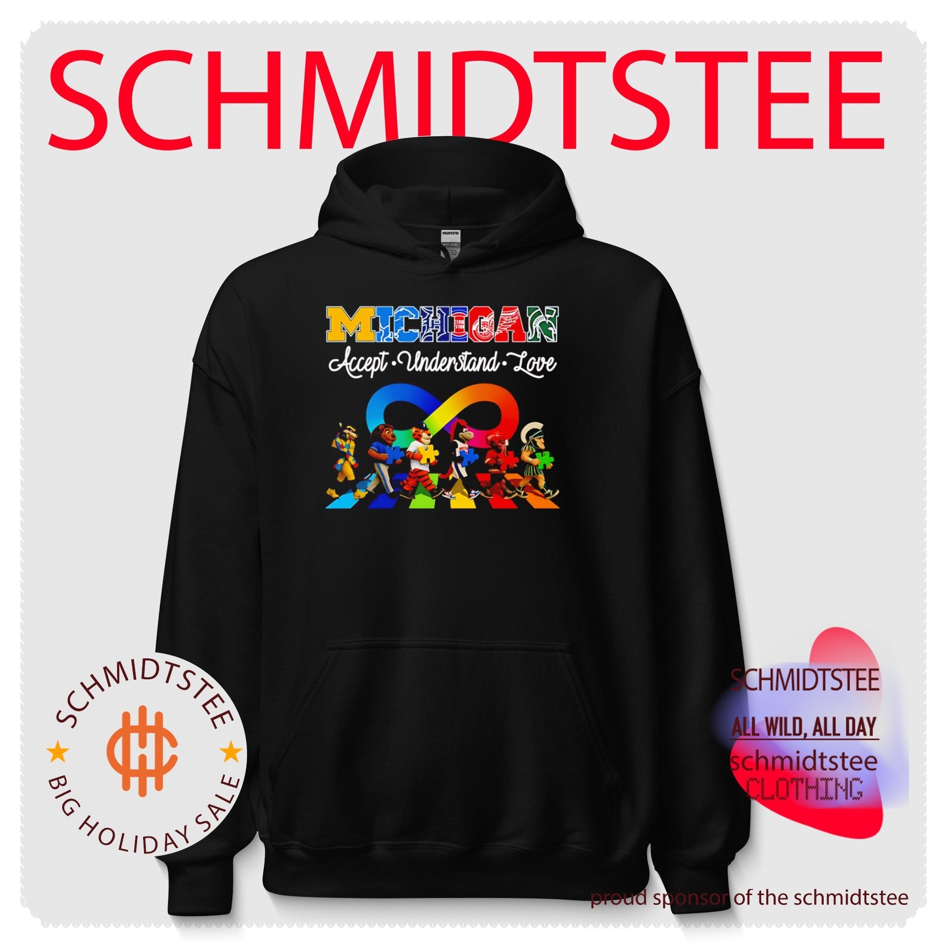Michigan Accept Understand Love Autism Awareness Mascot Team shirt