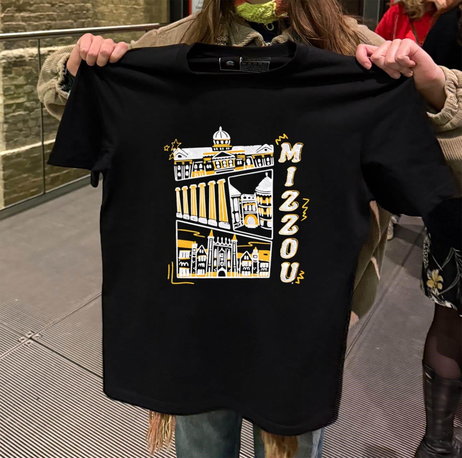 Mizzou University Of Missouri Columns And Campus Buildings Sketch shirt
