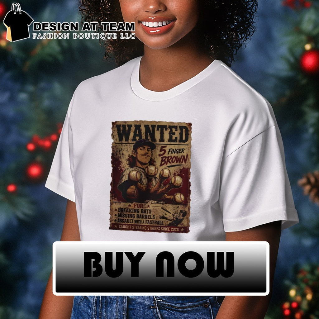 Mordecai Brown Luffy Wanted Poster 5 Finger Brown for Breaking Bats Missing Barrels shirt