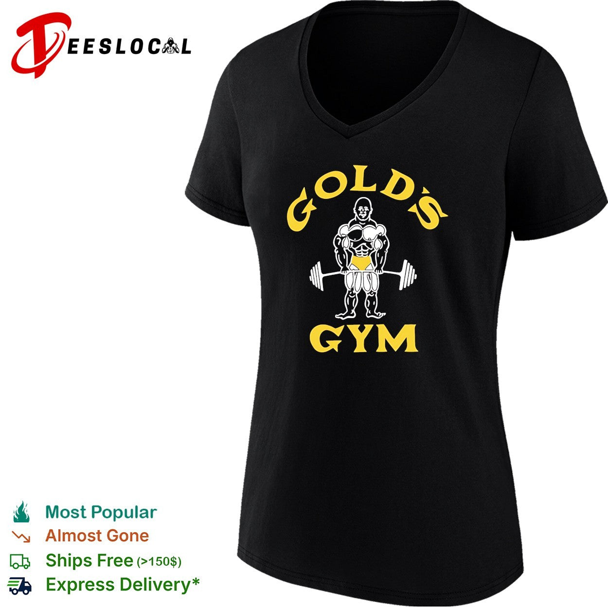 Muscle Joe Body Bulider wearing yellow briefs Gold’s Gym funny shirt