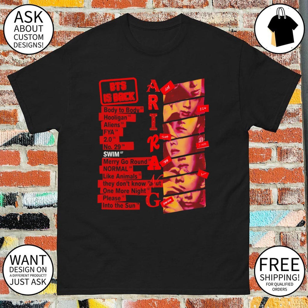 Namjoon Seokjin Yoongi Hoseok Jimin V Jungkook BTS World Tour 2026 Arirang Concert shirt