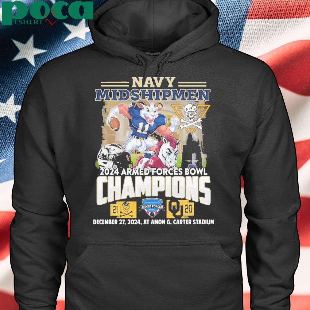 Navy Shipmen 2024 Armed Force Bowl Champion Celebrating T-Shirt