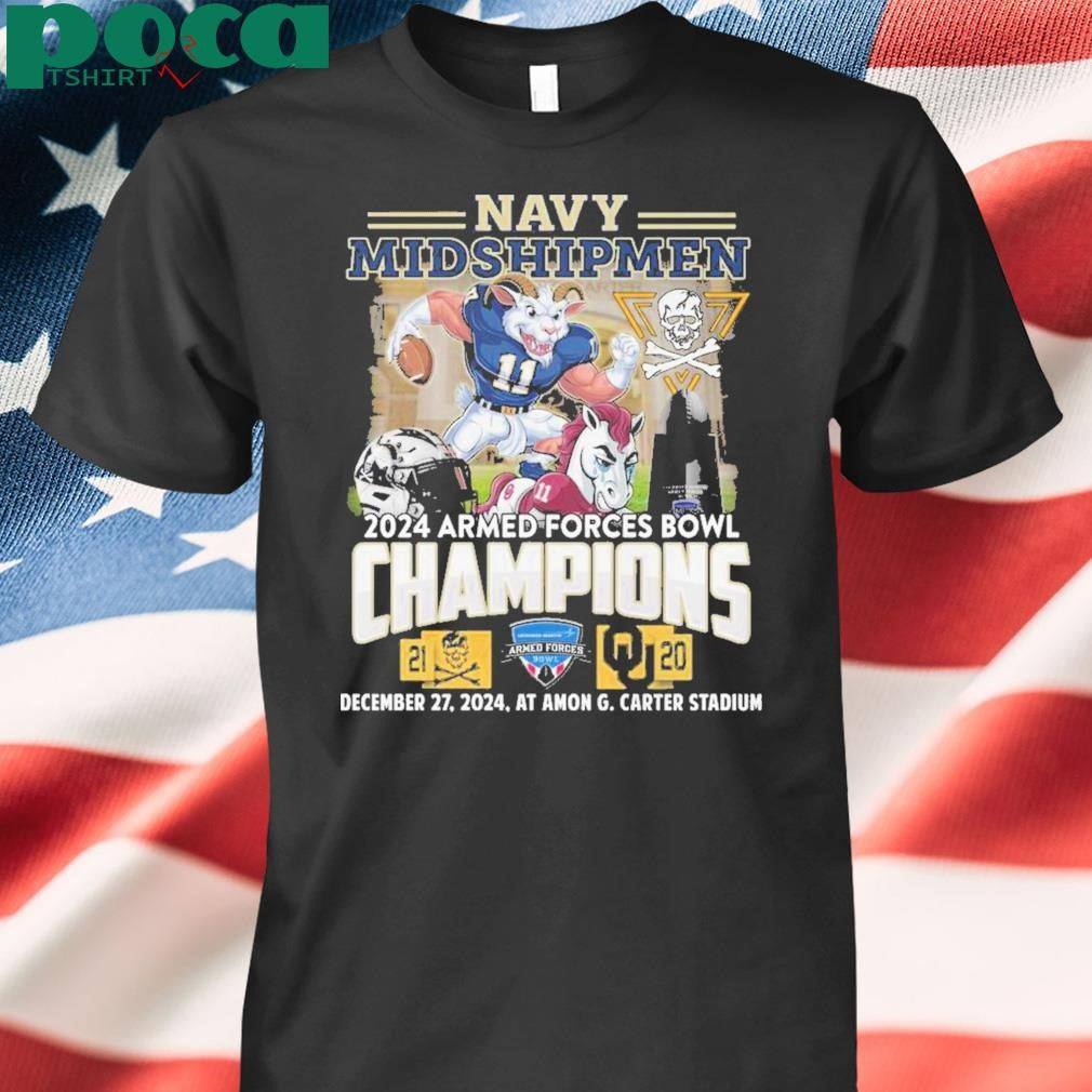 Navy Shipmen 2024 Armed Force Bowl Champion Celebrating T-Shirt