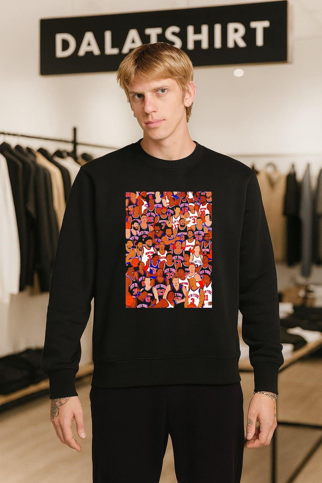 New York basketball players collage team spirit sports graphic shirt