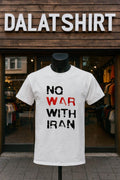 No War With Iran red and black stencil shirt