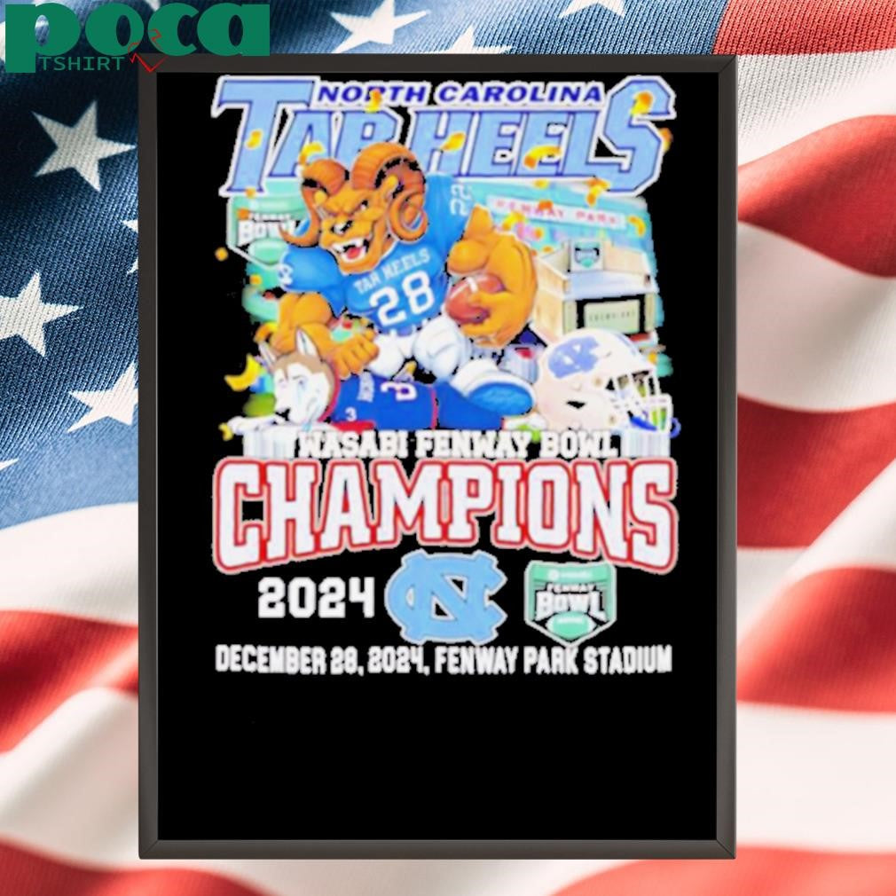 North Carolina Tar Heels Wasabi Fenway Bowl Champions 2024 mascot shirt