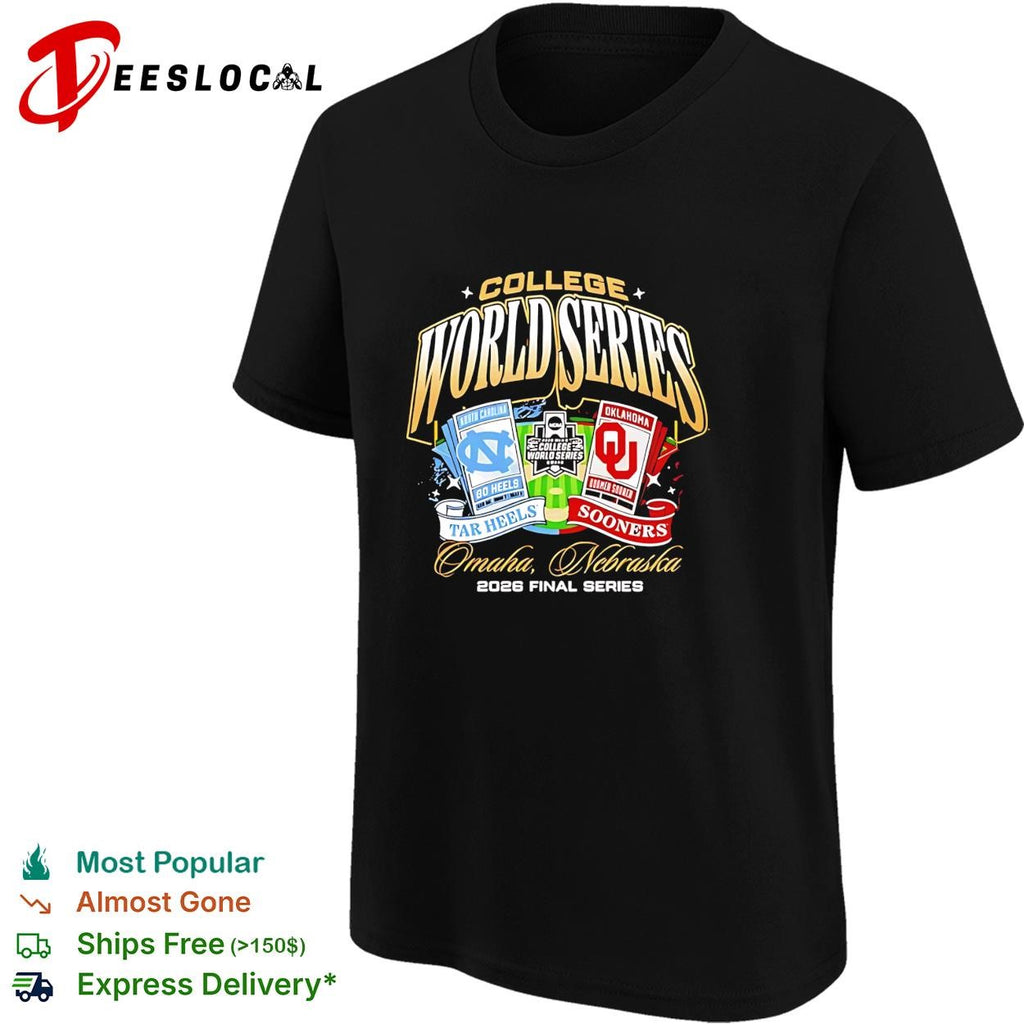 North Carolina Tar Heels vs Oklahoma Sooners 2026 College World Series Championship Matchup ticket shirt