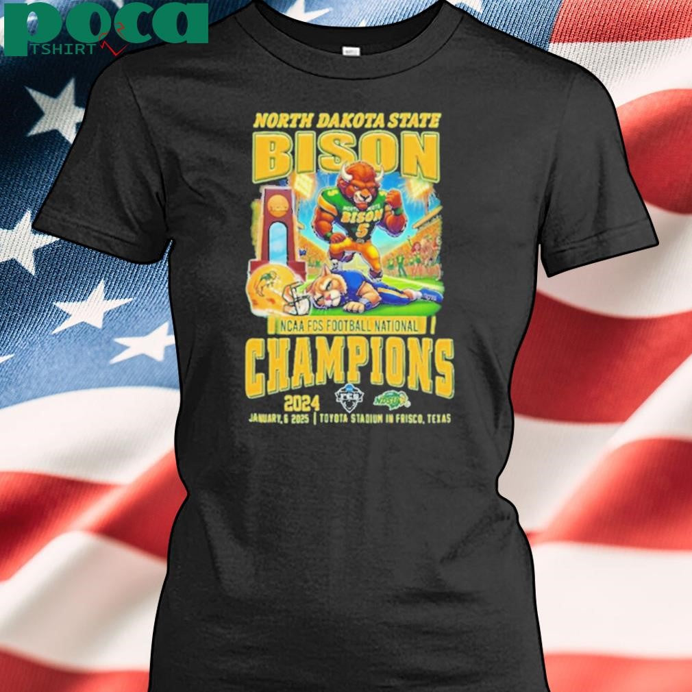 North Dakota State Bison Win Montana State 2024 NCAA FCS Football National Champions Jan 6 2025 mascots t shirt