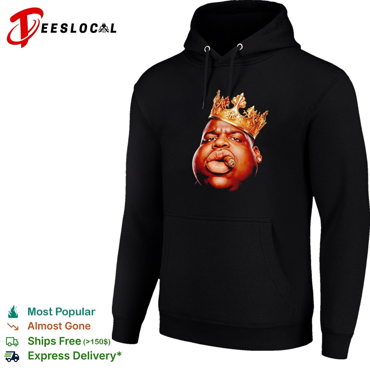 Notorious B.I.G gold crown portrait shirt