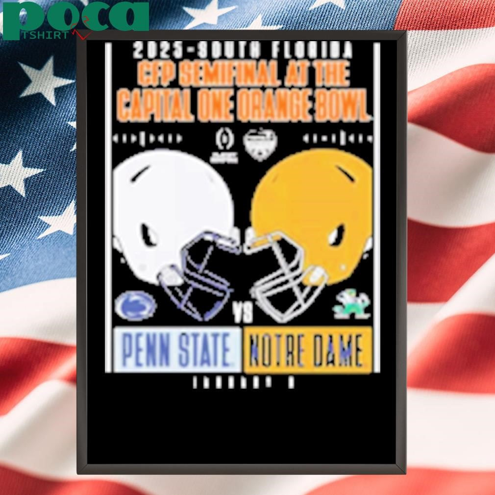 Notre Dame Fighting Irish Vs Penn State Nittany Lions 2025 South Florida CFP Semifinal At The Orange Bowl Head To Head Helmet T-Shirt