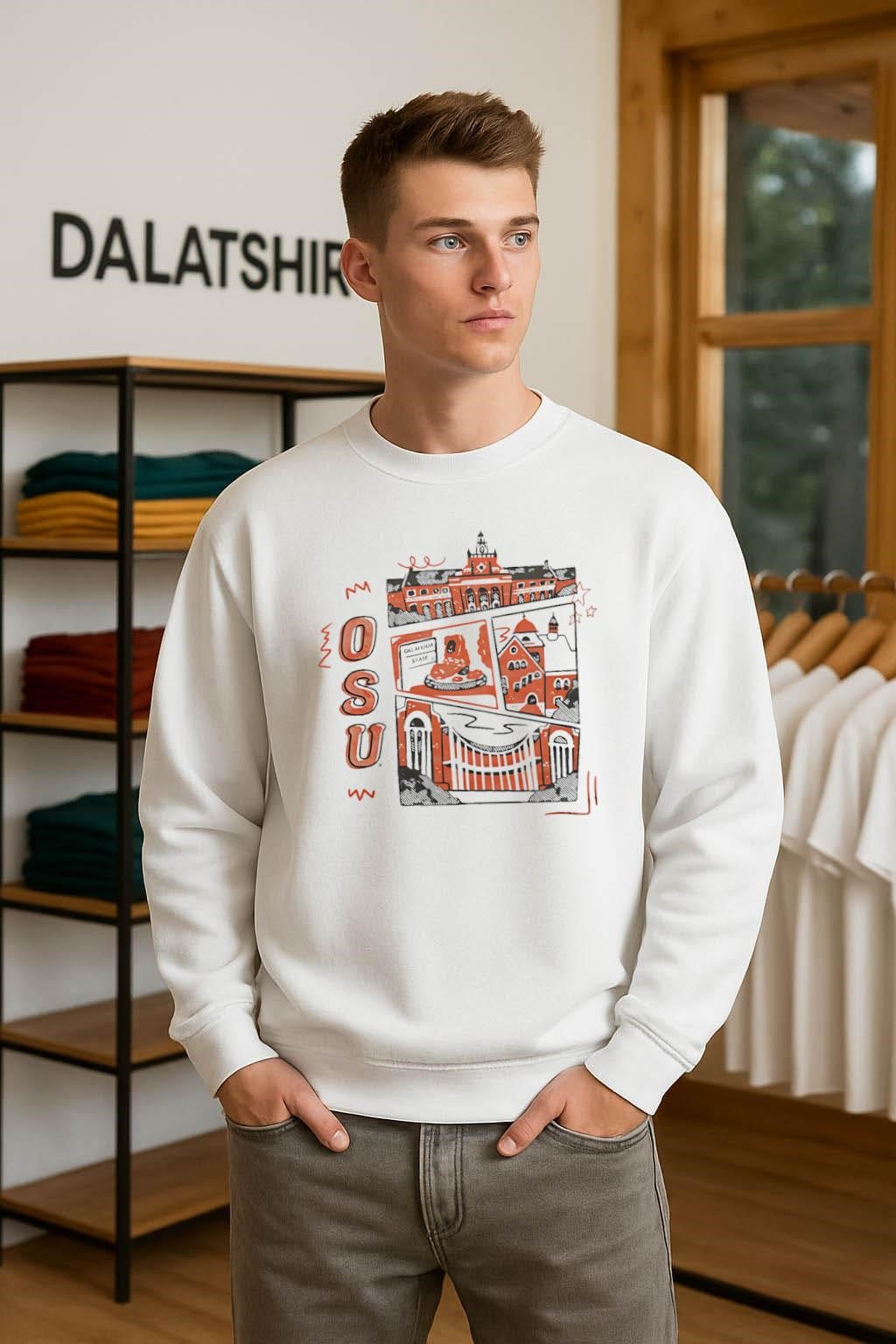 OSU Oklahoma State University Edmon Low Library And Campus Buildings Sketch shirt