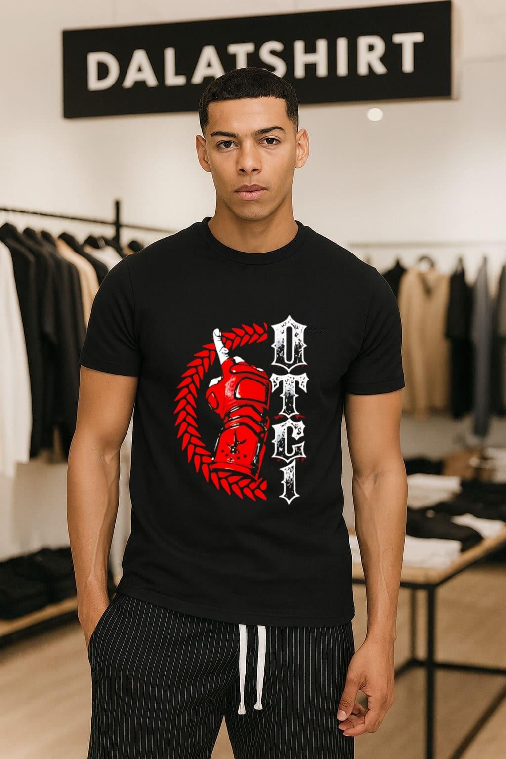 OTC 1 Red Combat Glove Spike Circle Tribal Tattoo shirt