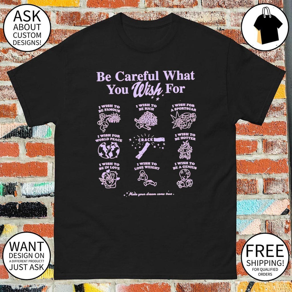 Obsession art print Be Careful What You Wish For nine panels pun shirt