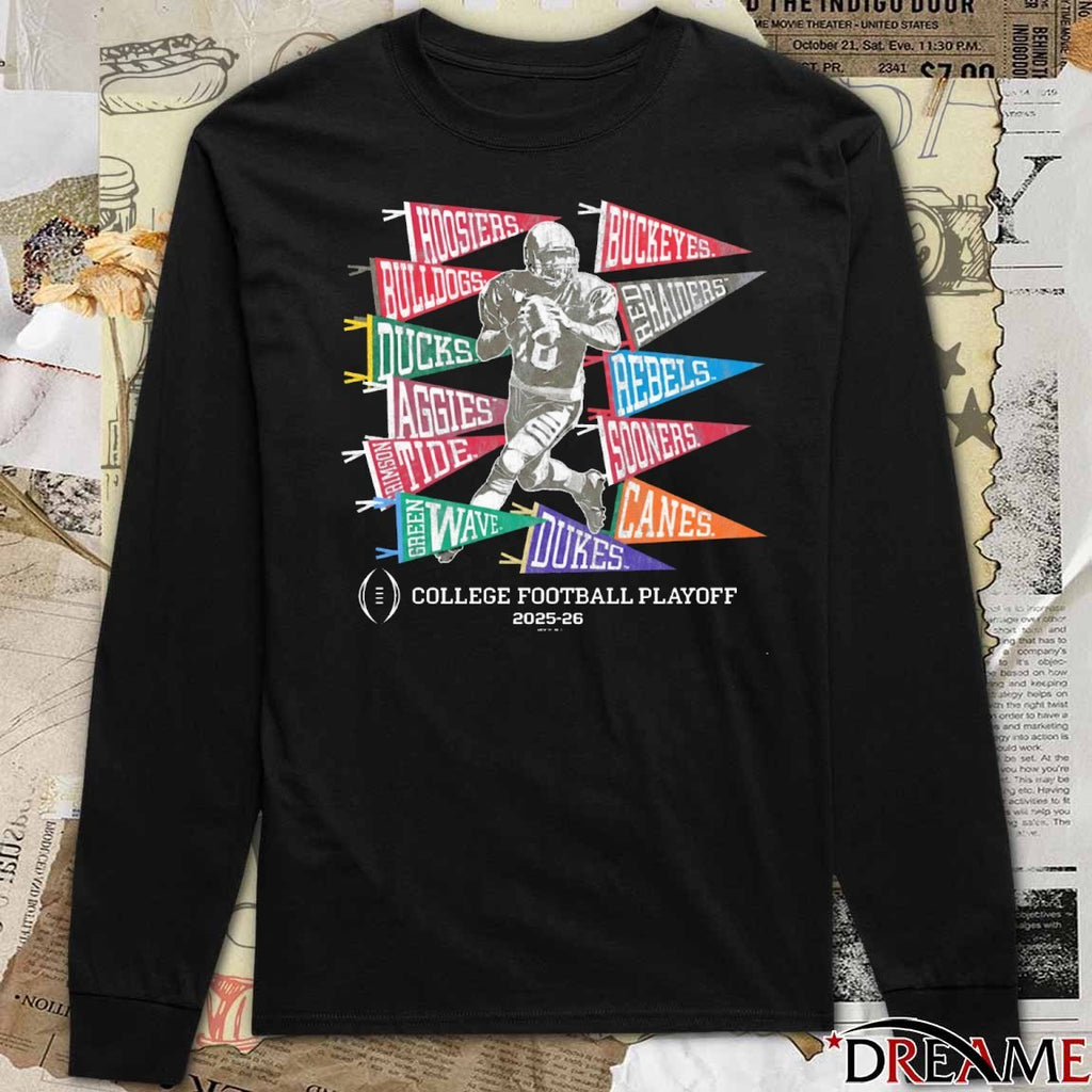 12 Teams College Football Playoff 2025-26 Pennants Football Player t-shirt