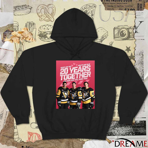 20 Years Together And Our Love Still Runs True Roses Are Red Violets Are Blue Pittsburgh Penguins t-shirt