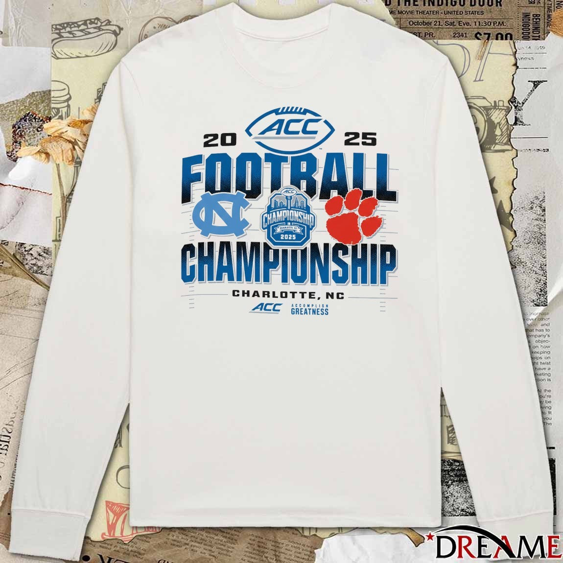 2025 ACC Atlantic Coast Conference Football Championship Clemson Tigers Vs North Carolina Tar Heels Charlotte NC t-shirt