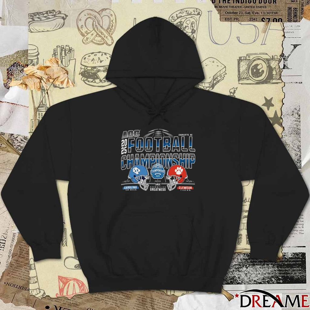 2025 ACC Atlantic Coast Conference Football Championship North Carolina Tar Heels vs Clemson Tigers Charlotte NC t-shirt