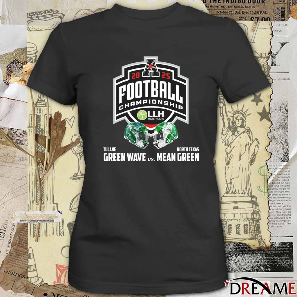 2025 American Conference Championship Tulane Green Wave Vs North Texas Mean Green December 5 Yulman Stadium t-shirt