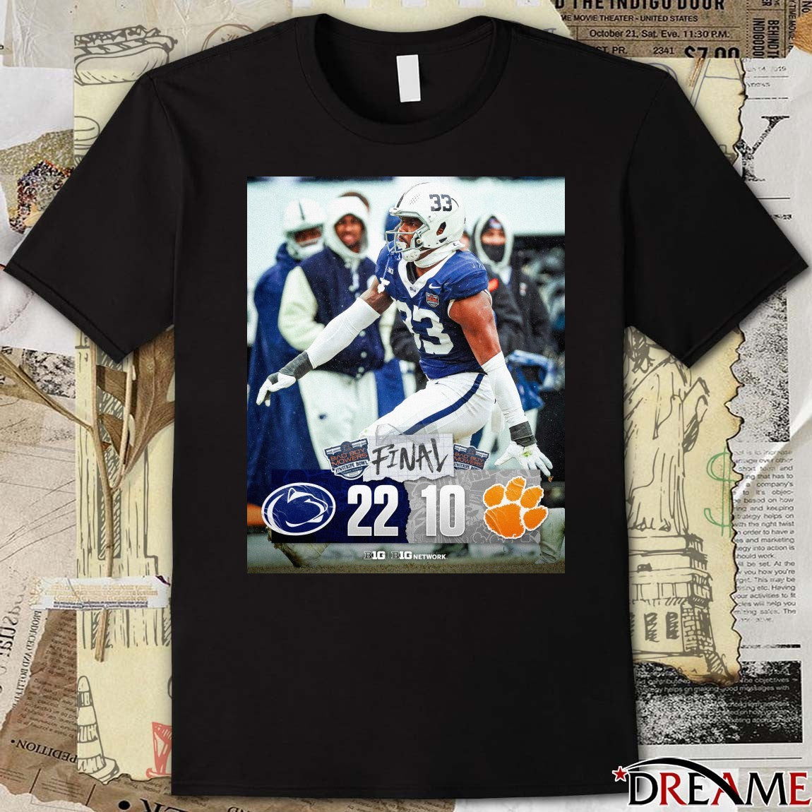 2025 Bad Boy Mowers Pinstripe Bowl Penn State Nittany Lions Vs Clemson Tigers Final Score 22-10 Poster t-shirt
