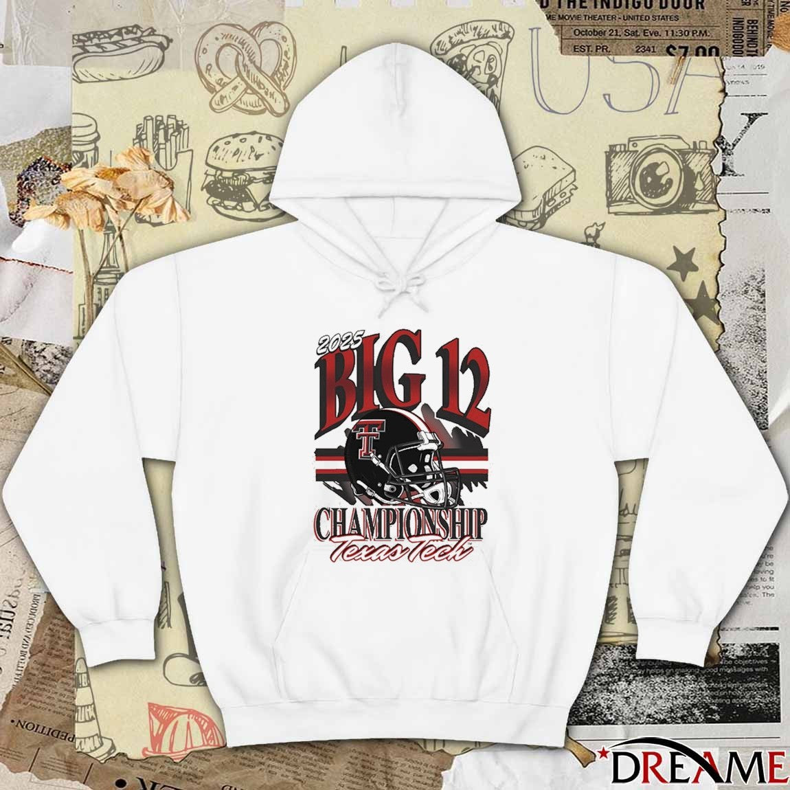 2025 Big 12 Football Texas Tech Red Raiders Ivory Championship Helmet t-shirt