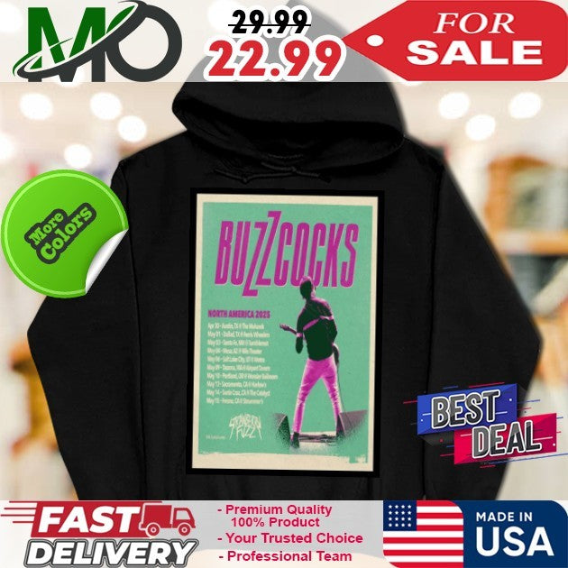 2025 Buzzcocks North American Tour May Concert Poster T-Shirt