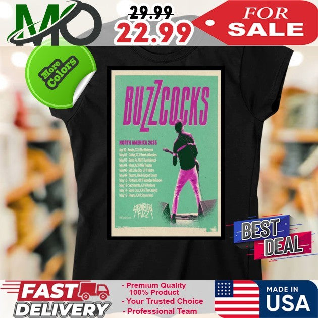 2025 Buzzcocks North American Tour May Concert Poster T-Shirt
