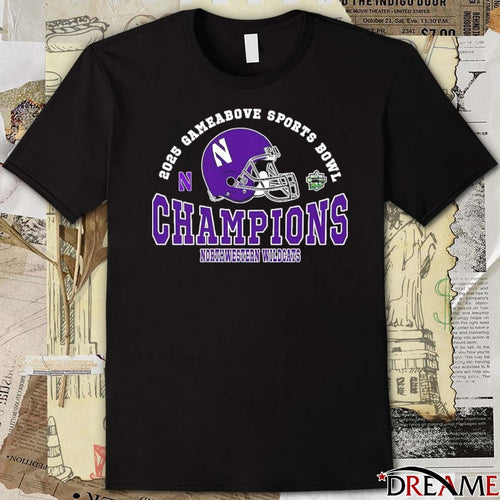 2025 Game Above Bowl Champions Northwestern Wildcats Football Champions Helmets Football t-shirt