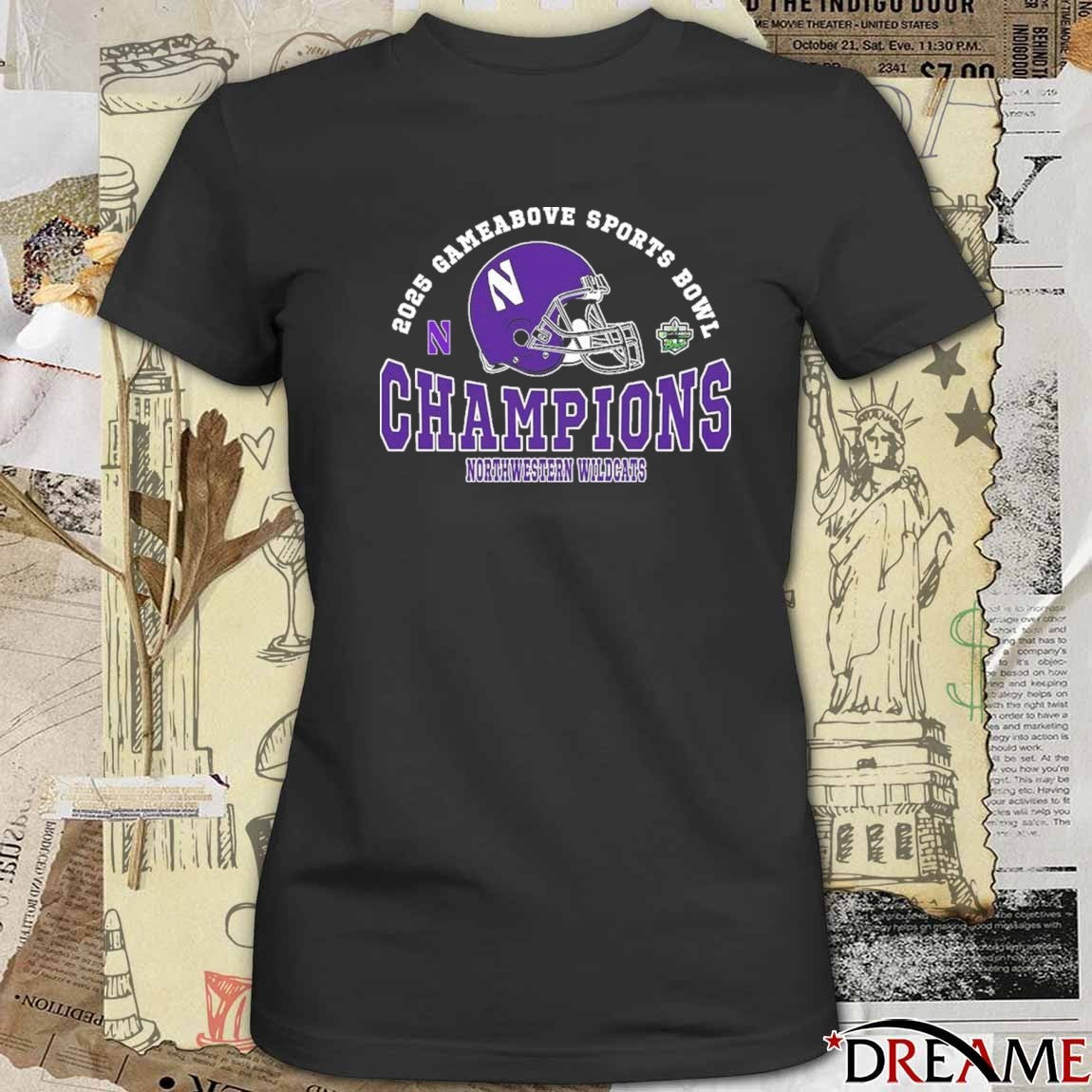 2025 Game Above Bowl Champions Northwestern Wildcats Football Champions Helmets Football t-shirt