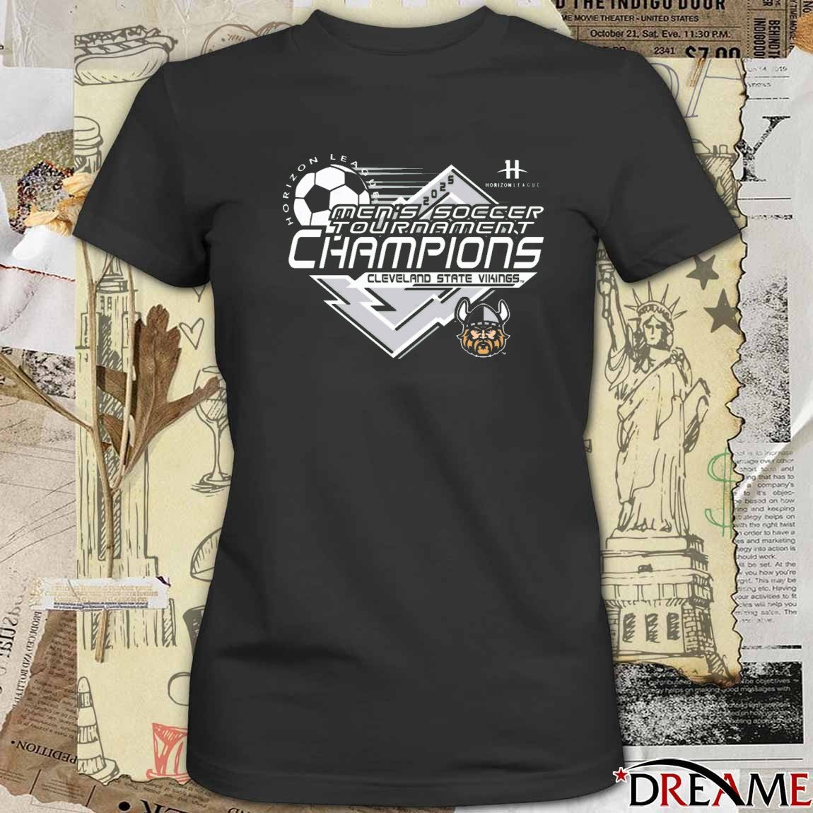2025 Horizon League Men’s Soccer Tournament Champions Cleveland State Vikings t-shirt