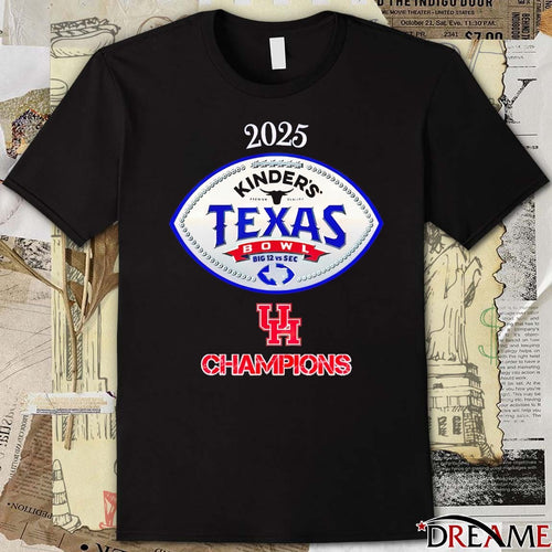 2025 Houston Cougars Kinder’s Texas Bowl Champions Logos t-shirt