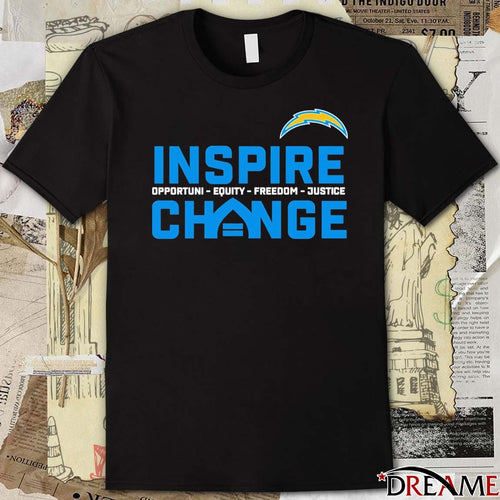 2025 Los Angeles Chargers Inspire Change Opportunity Equity Freedom Justice t-shirt