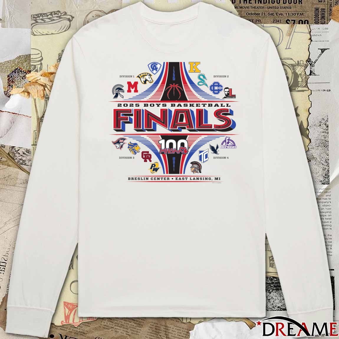 2025 MHSAA Boys Basketball Finals 100 Breslin Center East Lansing MI Logos t-shirt