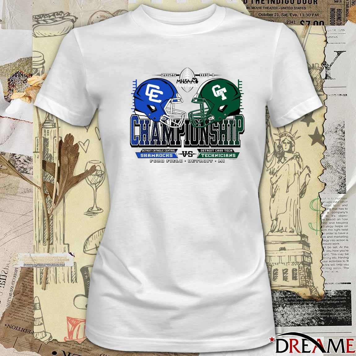 2025 MHSAA Football D1 Championship Shamrocks vs Technicians Ford Field Detroit MI t-shirt