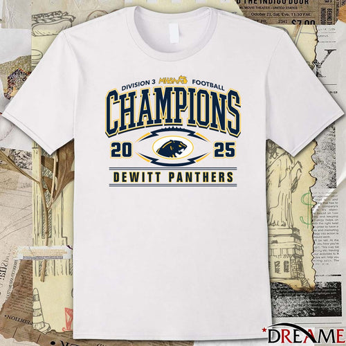 2025 MHSAA Football Division 3 Champions DeWitt Panthers Logo t-shirt