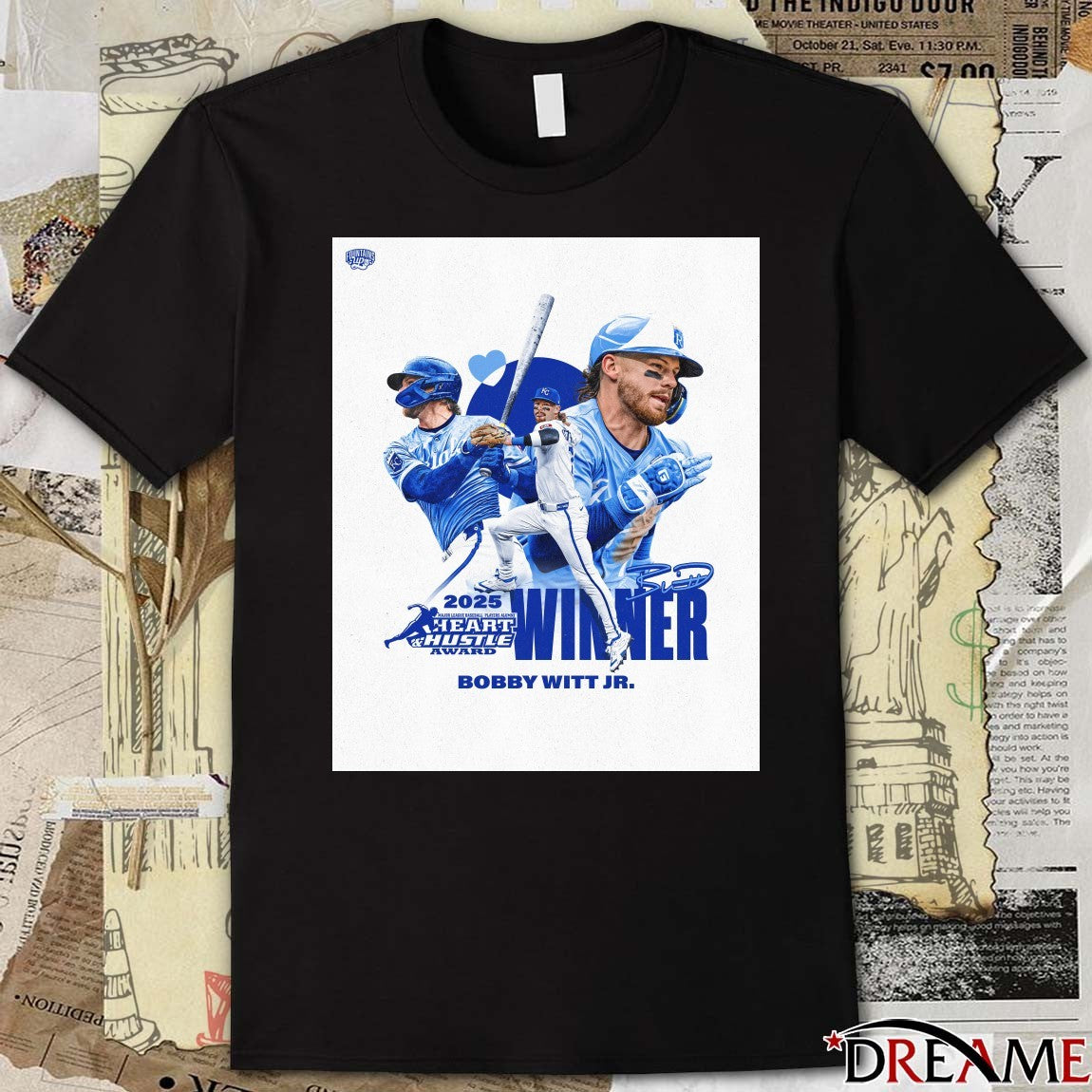 2025 MLB Heart And Hustle Award Bobby Witt JR Winner Kansas City Royals Signature Poster t-shirt