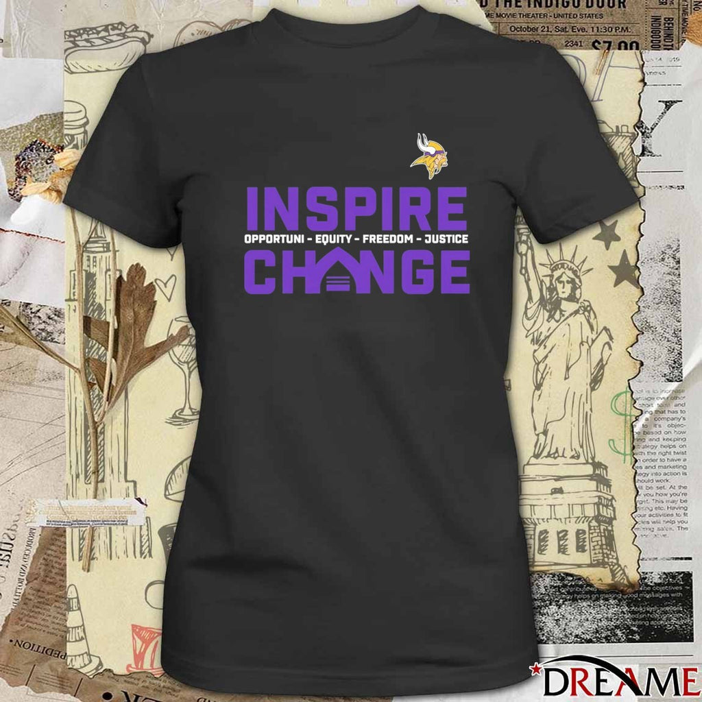 2025 Minnesota Vikings Inspire Change Opportunity Equity Freedom Justice t-shirt