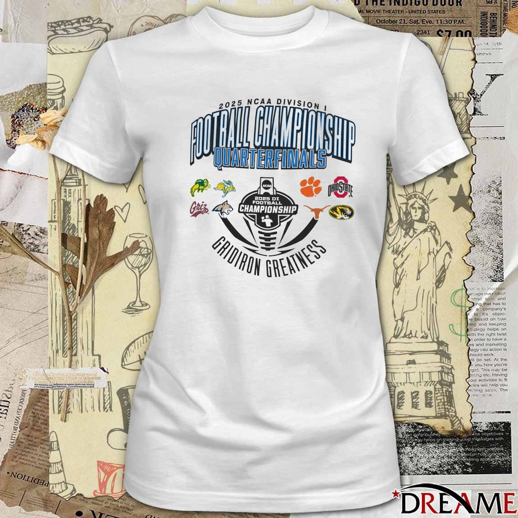 2025 NCAA Division I Football Championship Quarterfinals Gridiron Greatness t-shirt
