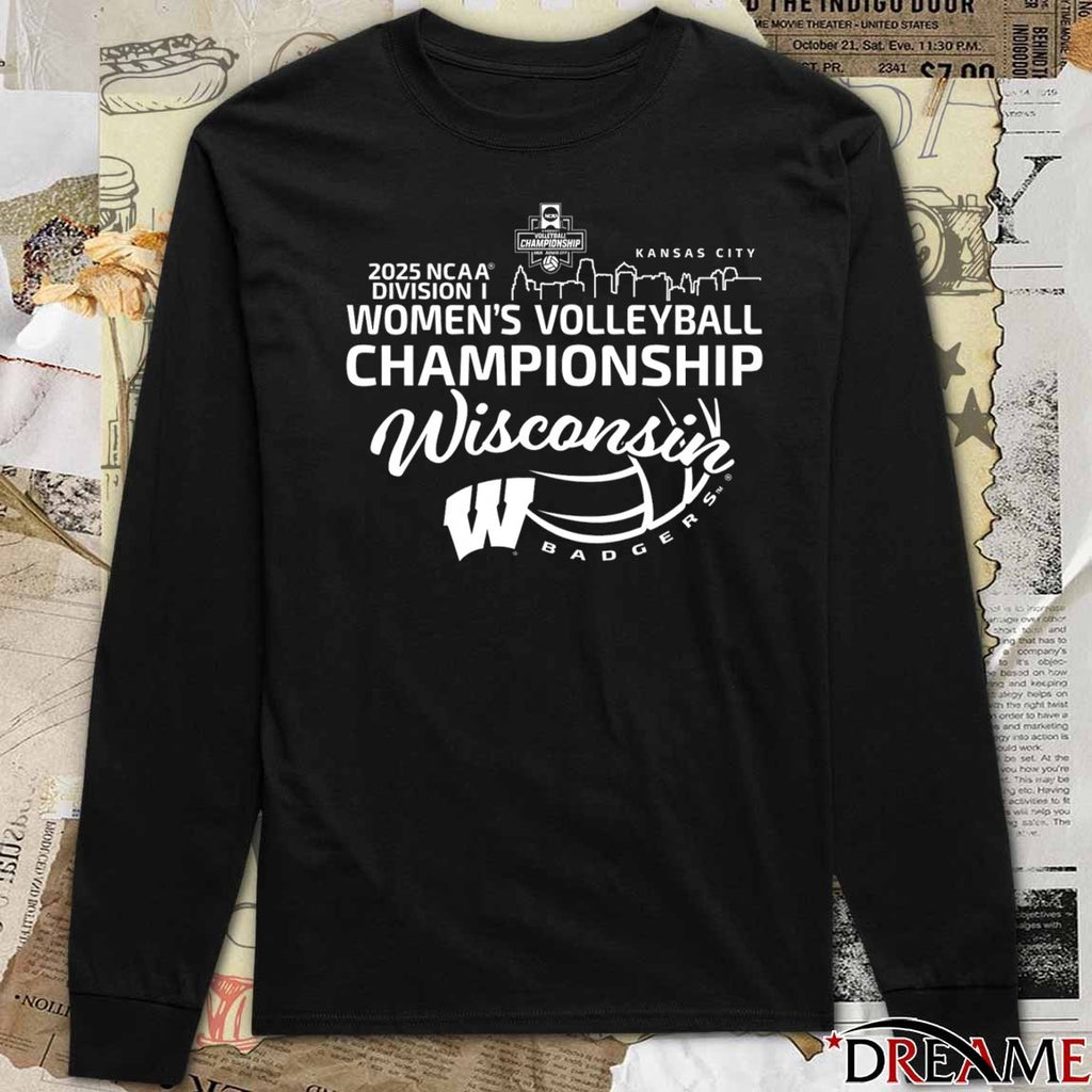 2025 NCAA Division I Kansas City Wisconsin Badgers 2025 Women’s Volleyball Championships Bound t-shirt