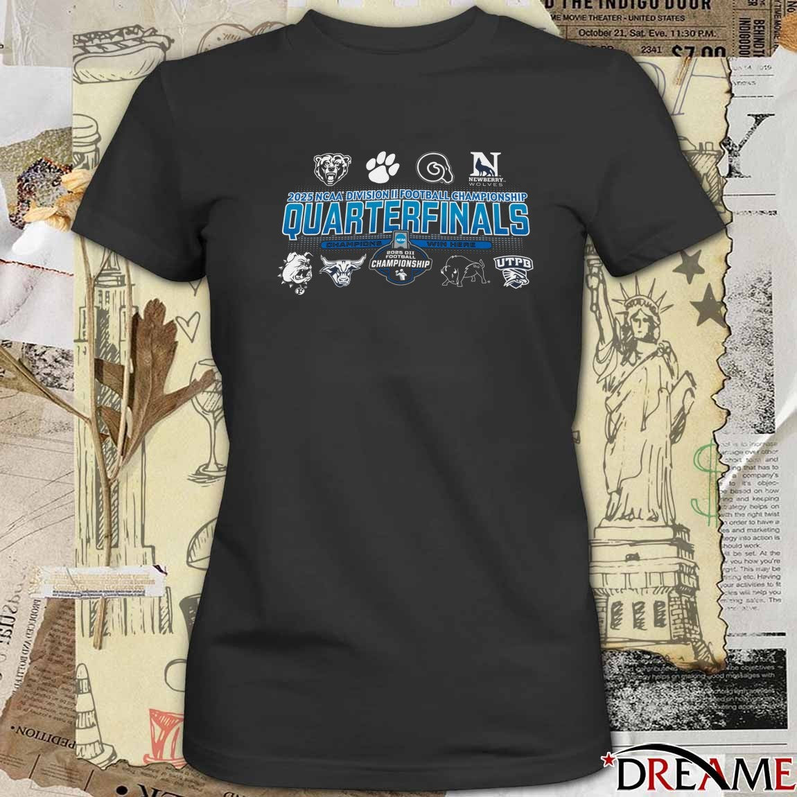 2025 NCAA Division II Football Championship Quarterfinals Champions Win Here Logos t-shirt