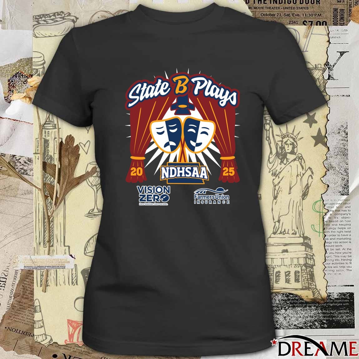 2025 NDHSAA State B Plays Vision Zero Farmers Union Logo t-shirt