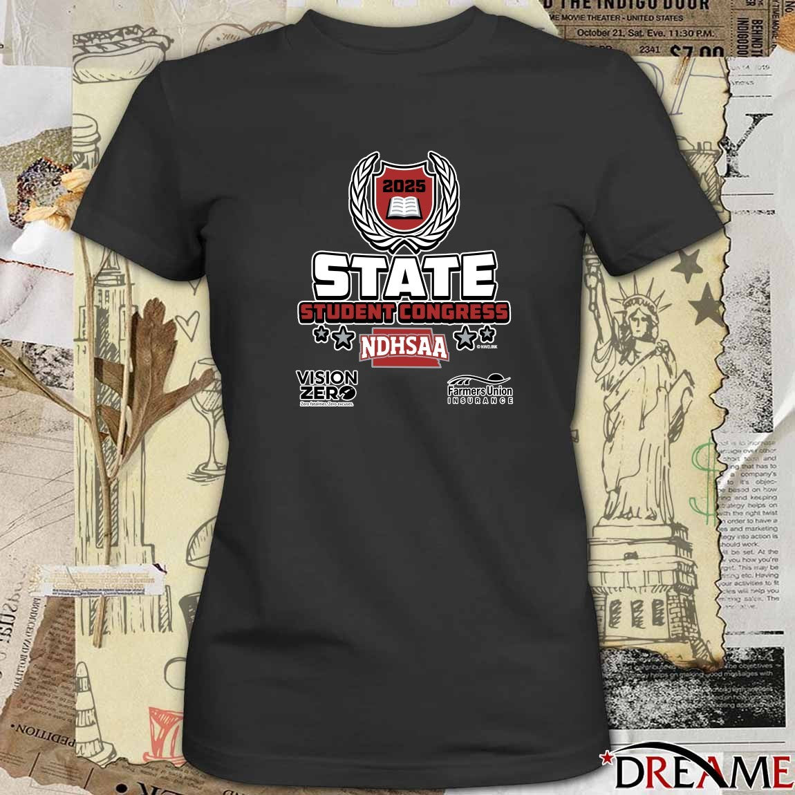 2025 NDHSAA State Student Congress Vision Zero Farmers Union Logo t-shirt