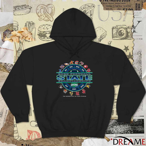 2025 OHSAA Football State Championships Tom Benson Hall Of Fame Stadium Logos t-shirt