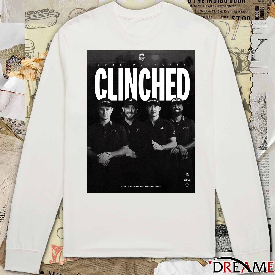 2025 Playoffs Clinched Rose Fleetwood Morikawa Theegala Poster t-shirt