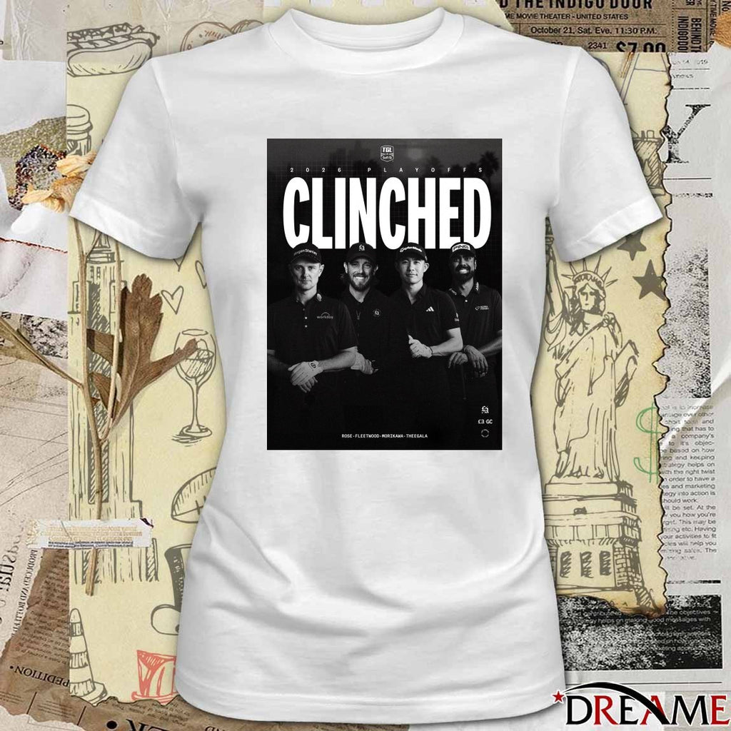 2025 Playoffs Clinched Rose Fleetwood Morikawa Theegala Poster t-shirt