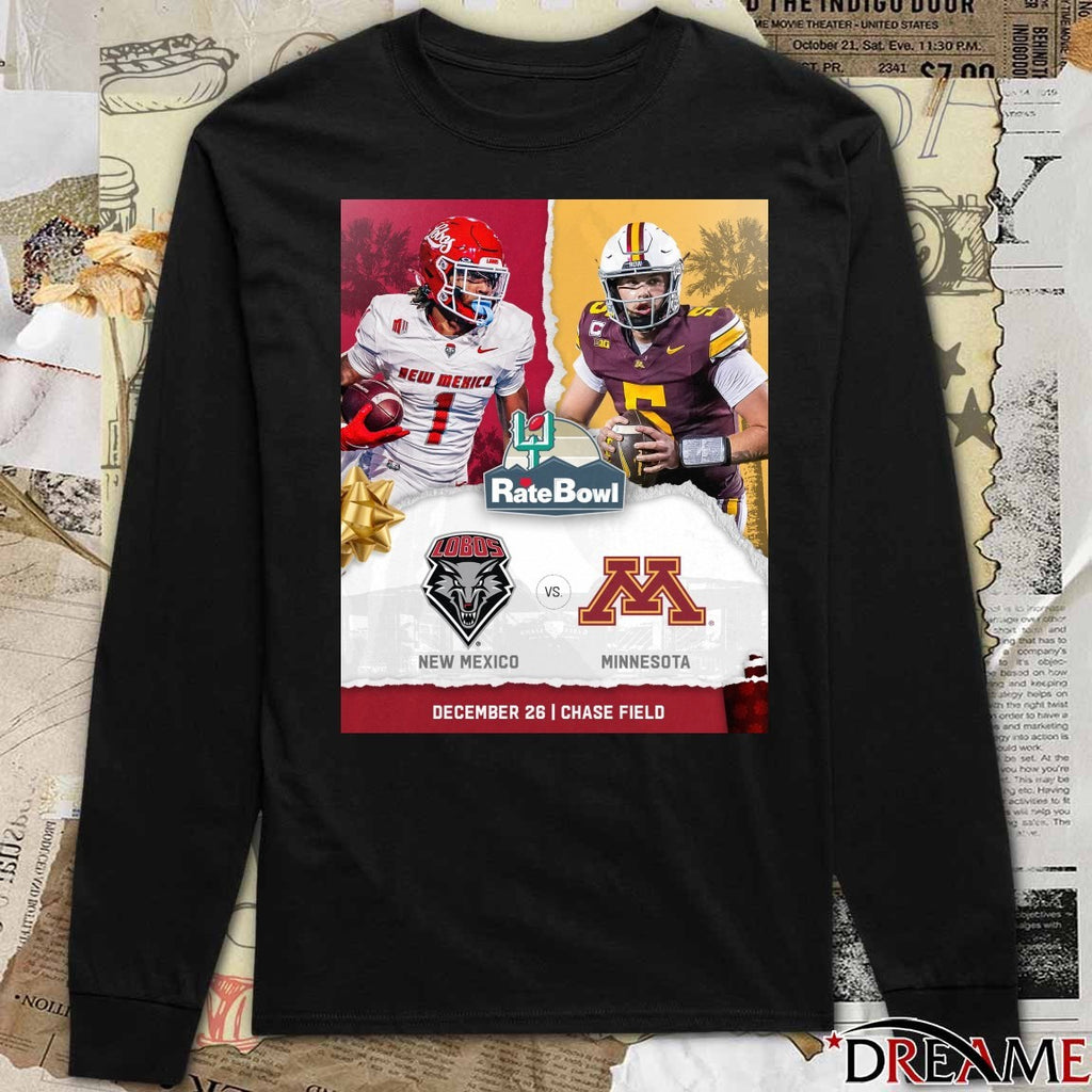 2025 Rate Bowl New Mexico Lobos Vs Minnesota Golden Gophers December 26 Poster t-shirt