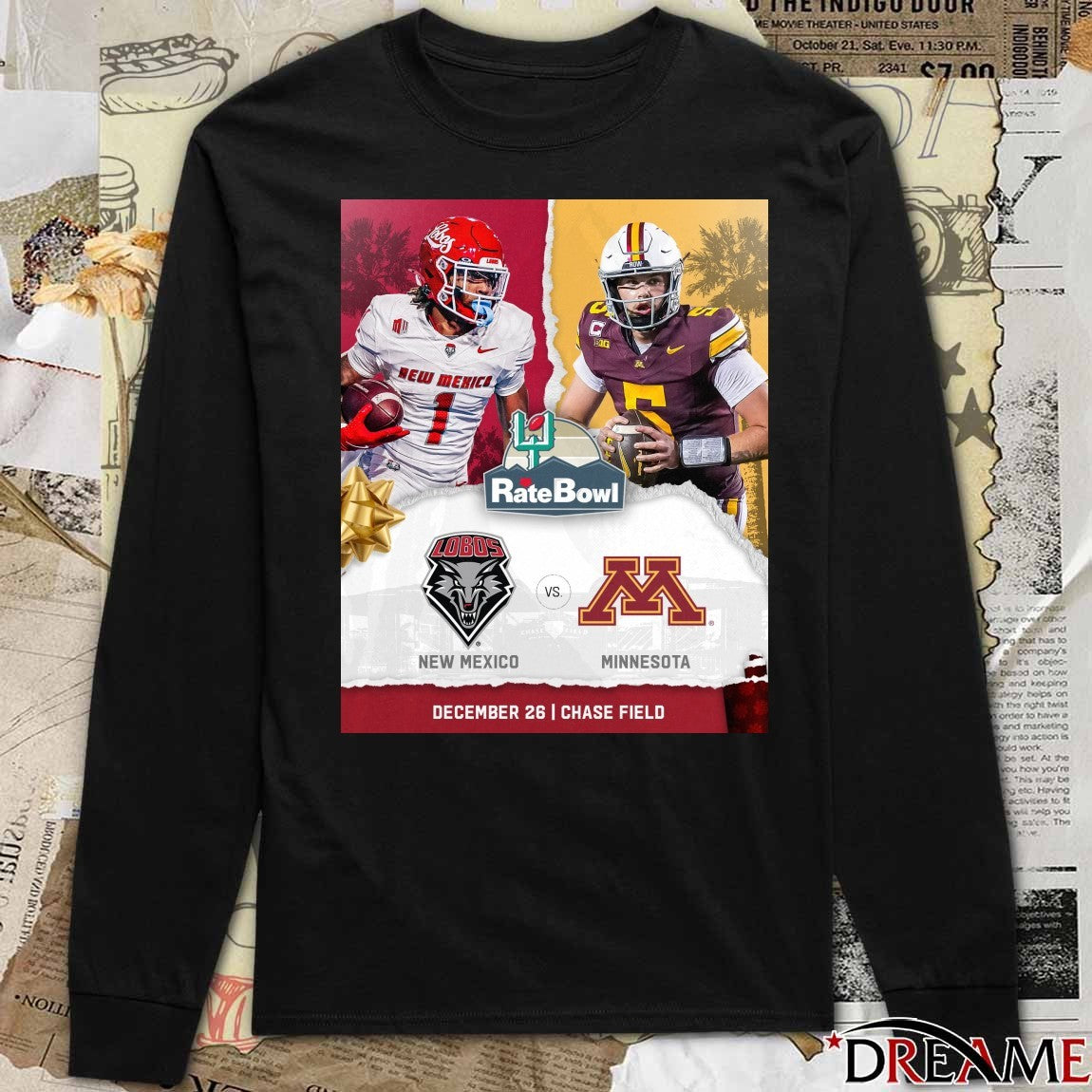 2025 Rate Bowl New Mexico Lobos Vs Minnesota Golden Gophers December 26 Poster t-shirt